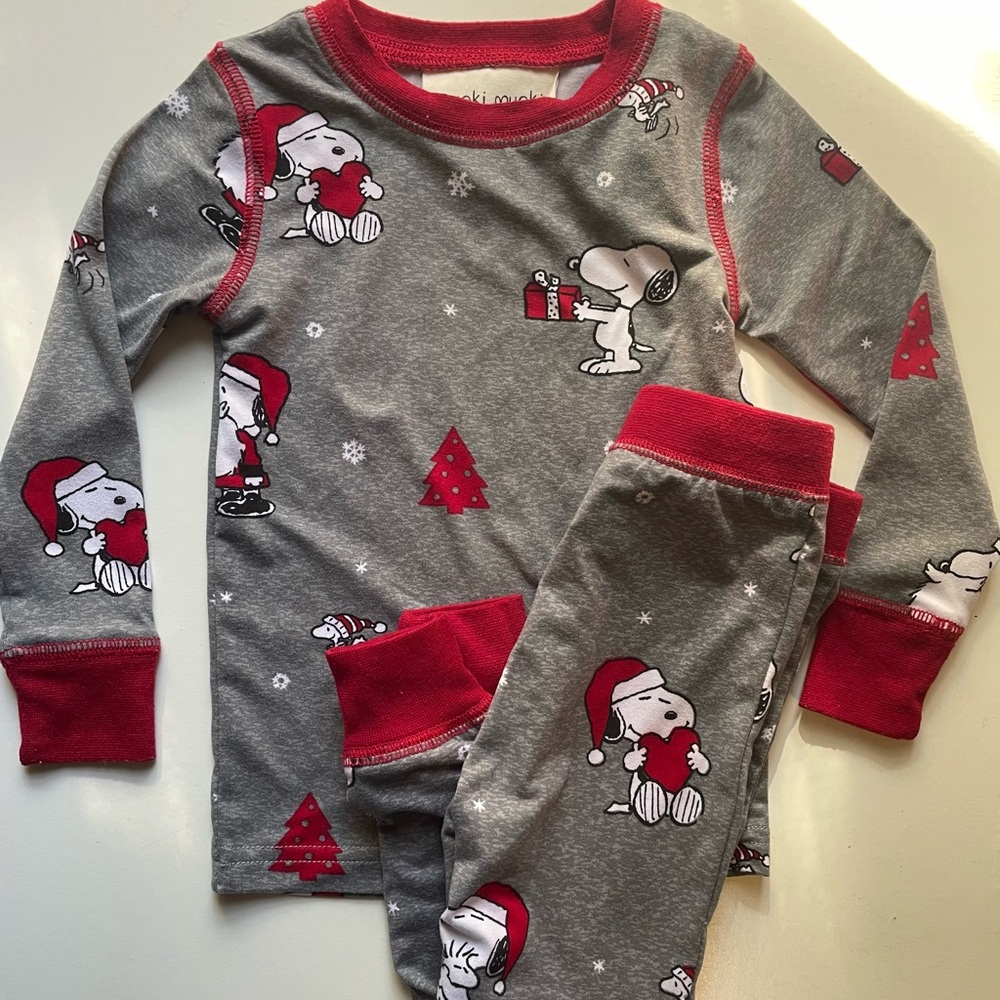 Snoopy Kids Pajamas - Gray and Red